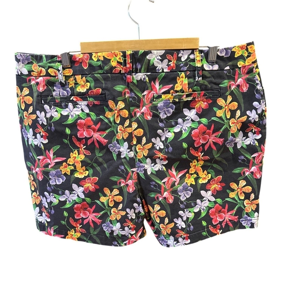 Lands' End 18P Tropical Floral Shorts Black Orchid Print Cottagecore Petite - Picture 4 of 6